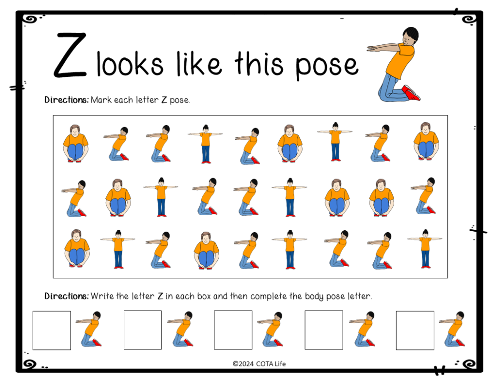 Alphabet Pose Hunt and Write - The OT Toolbox