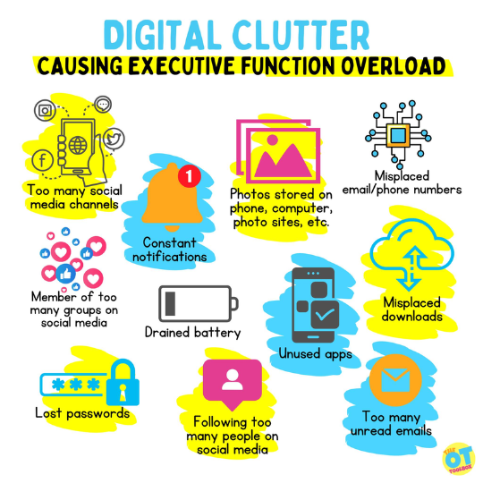 Digital Clutter can cause executive function overload.