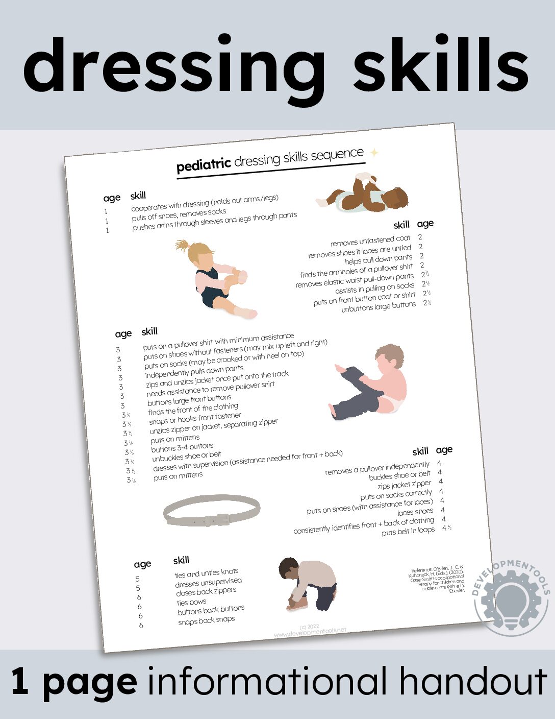 Dressing Skills Developmental Timeline: Informational Handout