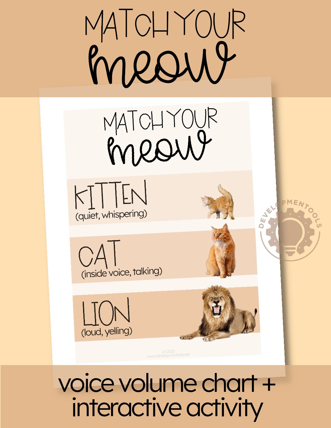 Match Your Meow: Learning Indoor Voices: Chart + Activity
