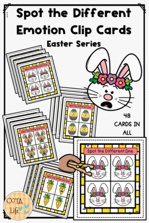 Spot the Different Emotion Clip Cards - Easter