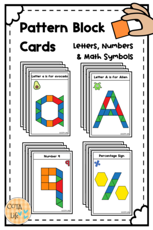 Pattern Block Letter, Number & Math Symbol Cards