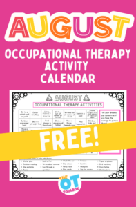 August occupational therapy activities calendar