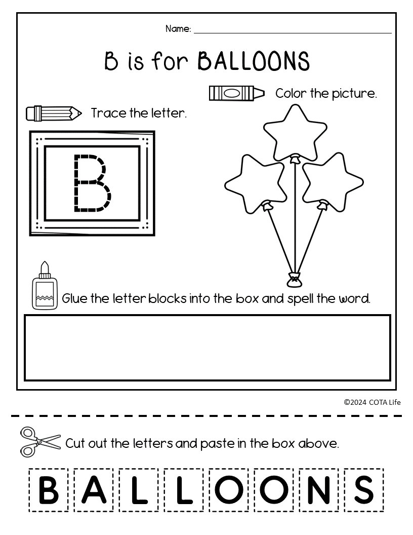 A-Z July 4th Alphabet Activity Pages - Trace, Color, Cut & Paste - Image 2