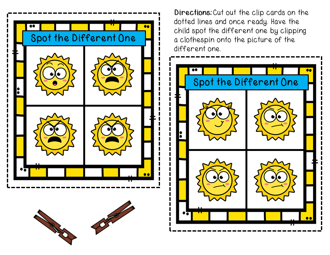 Spot the Difference Emotion Clip Cards - Summer - Image 2