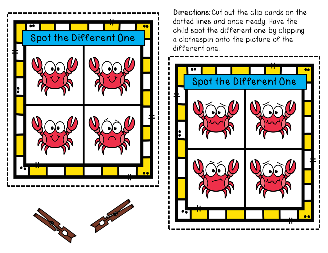 Spot the Difference Emotion Clip Cards - Summer - Image 3