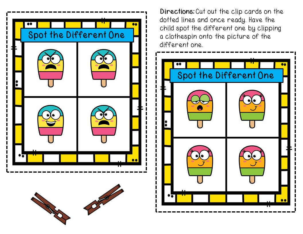 Spot the Difference Emotion Clip Cards - Summer - Image 4
