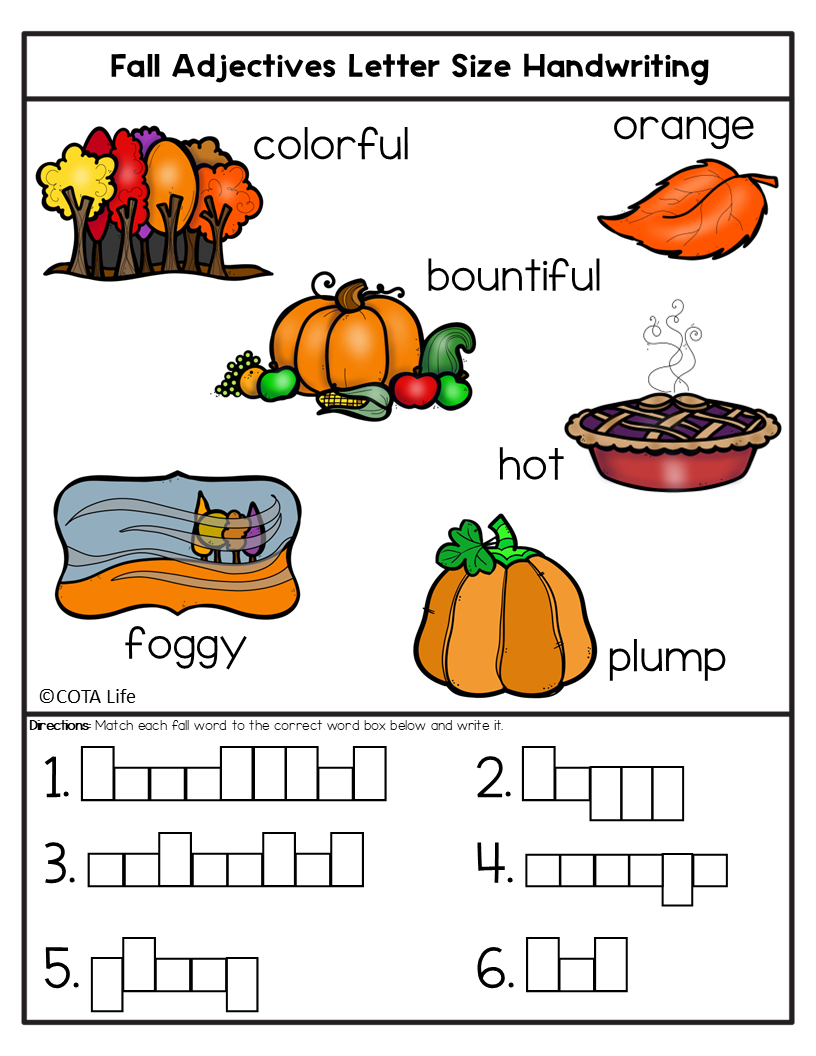 Letter Size Handwriting Worksheets | Parts of Speech Activities | Fall Theme - Image 3