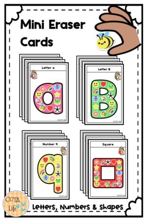 Mini Eraser Letter, Number & Shape Cards