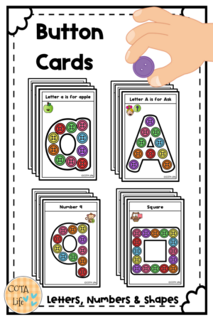 Button Letter, Number & Shape Cards