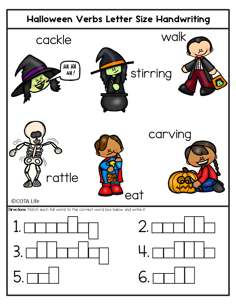 Letter Size Handwriting Worksheets | Parts of Speech Activities | Halloween Theme - Image 3