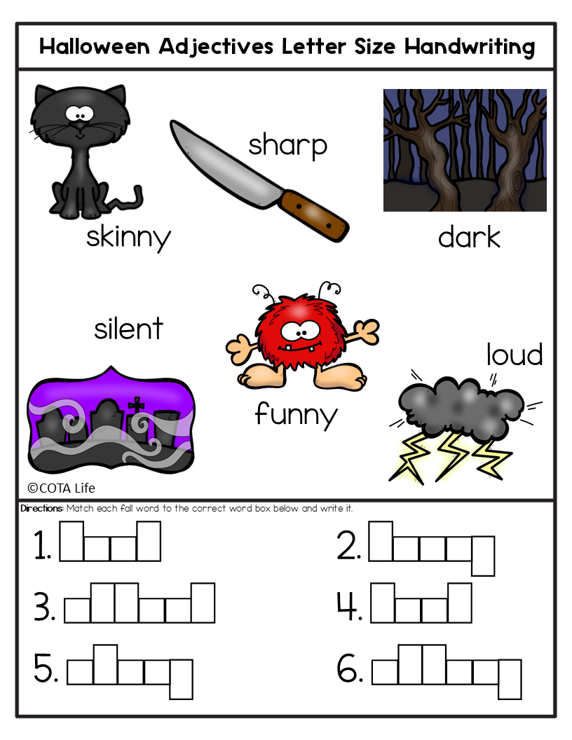 Letter Size Handwriting Worksheets | Parts of Speech Activities | Halloween Theme - Image 4