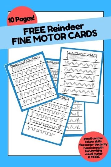 tarjetas de motricidad fina de renos para niños