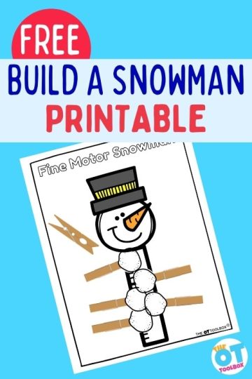 Build a snowman printable is a paper snowman craft to develop fine motor skills, bilateral coordination skills, and more.