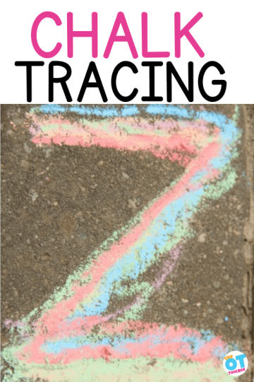 chalk lines overlapping to make letter z in several colors of chalk. Text reads "chalk tracing"