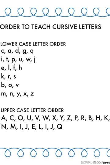 cursive letter order