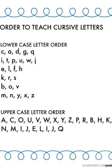 cursive letter order