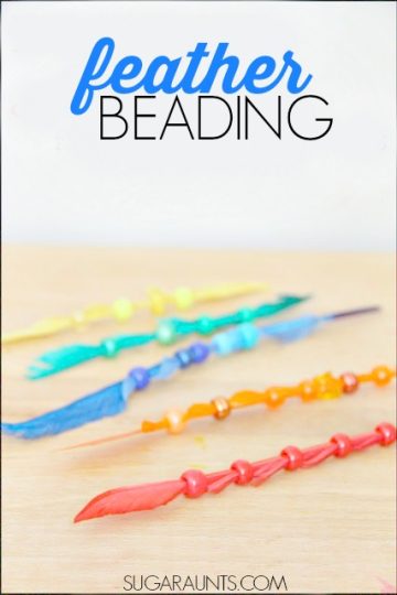 beaded feathers fine motor activity