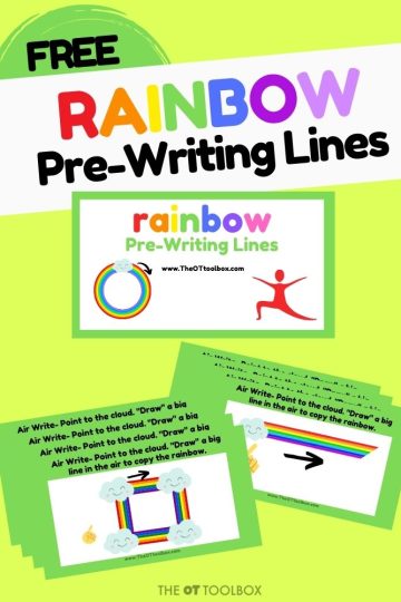 actividad de preescritura de líneas arco iris