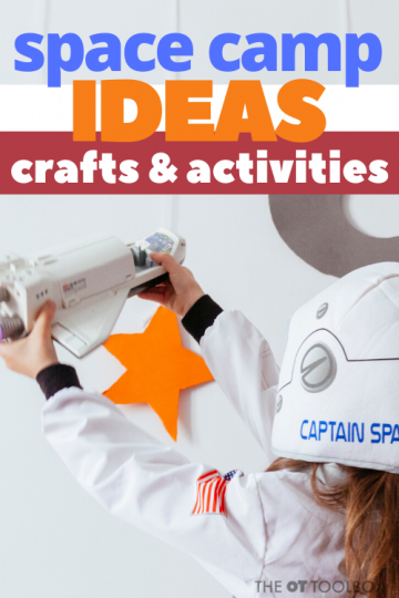 Space camp ideas for home programs or DIY summer camp with space fine motor, galaxy crafts, and space sensory play