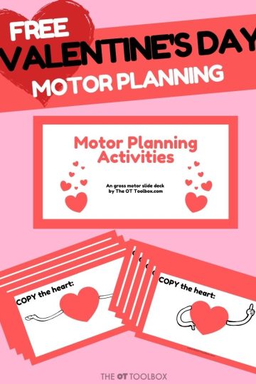Diapositivas de motricidad gruesa del día de San Valentín para ayudar a los niños con el movimiento, la planificación motriz, la coordinación y otras habilidades de motricidad gruesa.