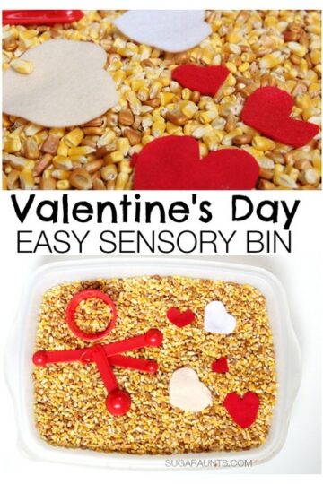 valentines day sensory bin