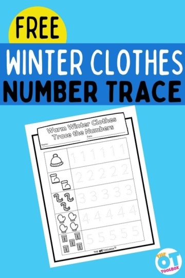 winter clothes number tracing worksheet